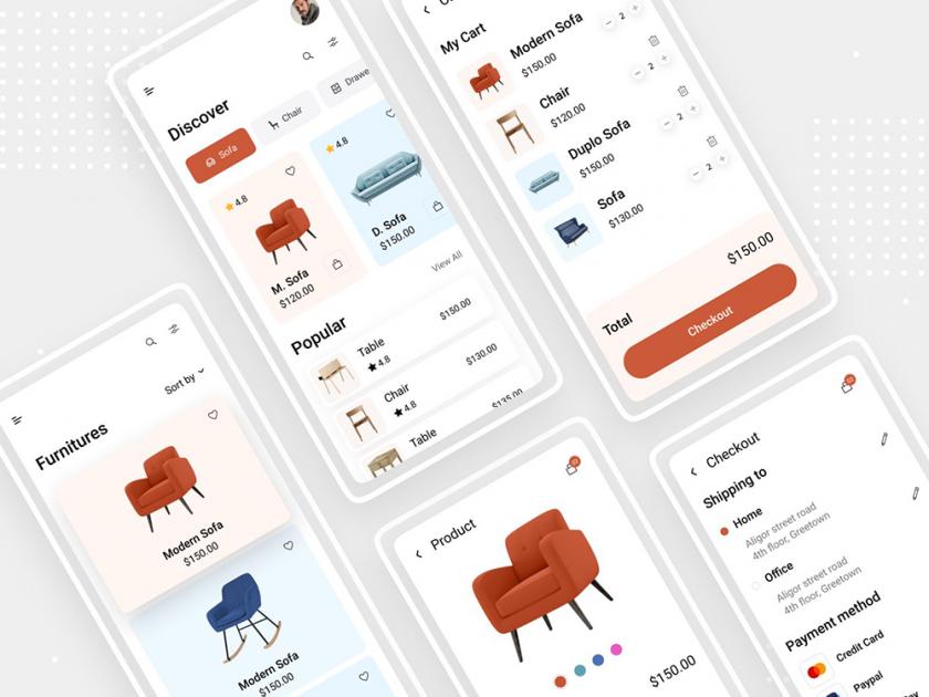 12組簡潔大氣的家具APP設計