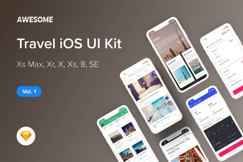 Awesome iOS UI Kit - Travel Vol. 1 (Sketch).jpg