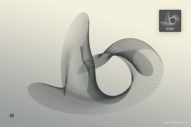 Wireframe Wavy Objects Photoshop Brushes-2.jpg