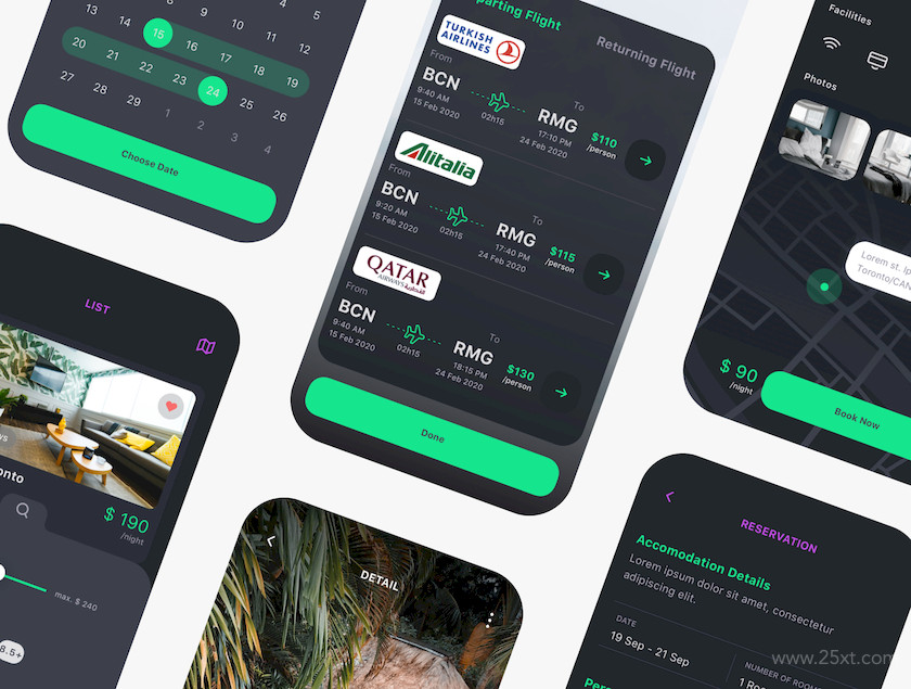 Vesta Dark Travel Booking App UI Kit 7.jpg