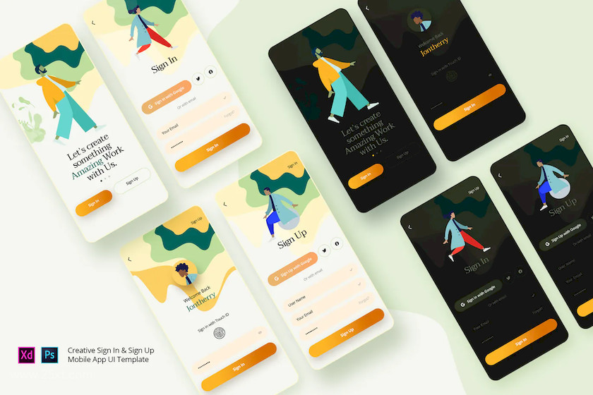 25xt-483929 Rezo - Sign In & Sign Up Mobile App UI Template3.jpg