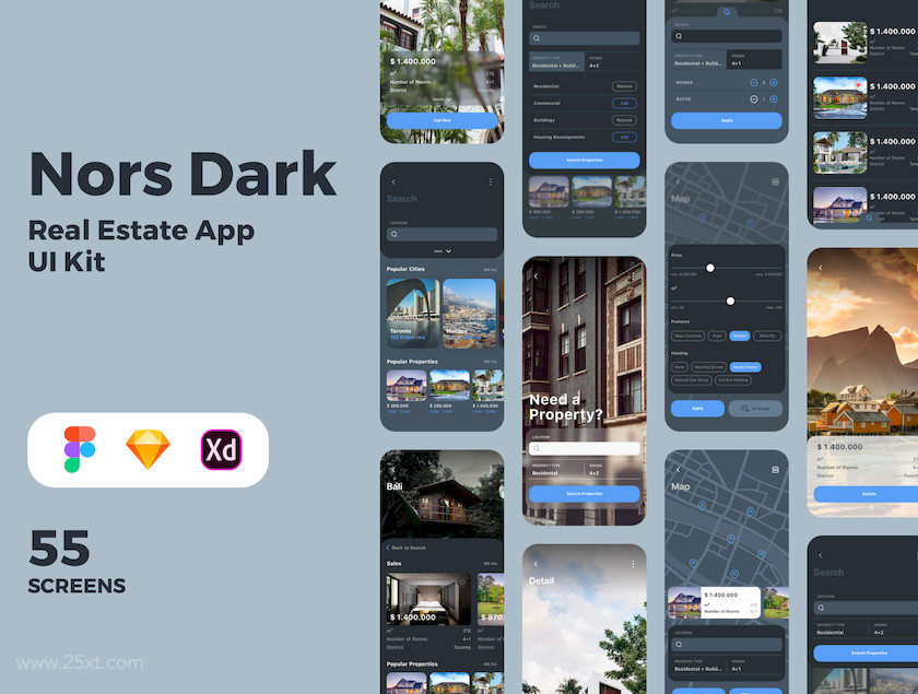 25xt-484098 Nors Dark - Real Estate App UI Kit1.jpg