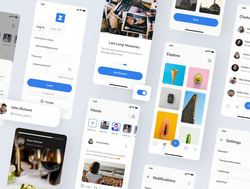 25xt-484401 Zelio - Social Media App UI Kit1.jpg