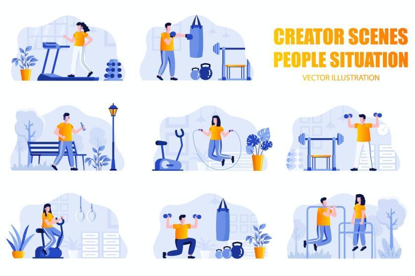 25xt-484458 Fitness People Character Scene Creator Kit	1.jpg