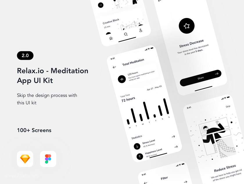 25xt-484703 Relax.io 2.0 - Meditation App UI Kit1.jpg