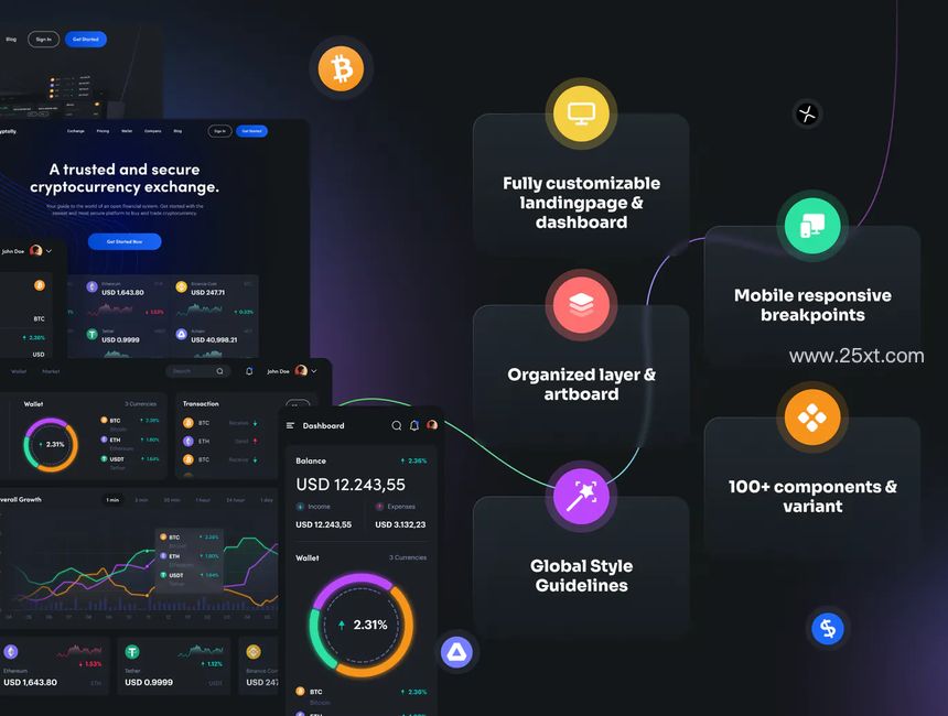25xt-485481-Cryptolly - Cryptocurrency Web & Dashboard UI Kit3.jpg
