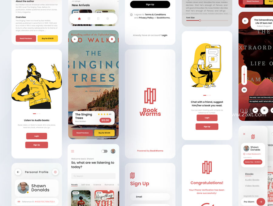25xt-163036-BookWorms - An Ebook Reading Audio Video Books Mobile App UI Kit3.jpg